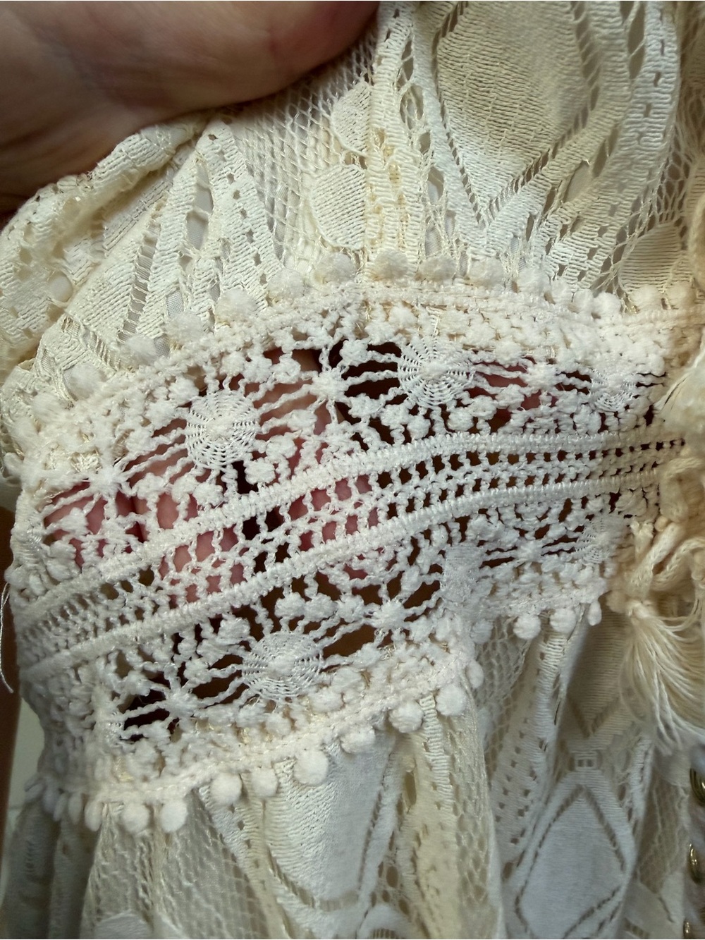 Cupshe Cream Crochet Lace Maxi Dress with Tassel Ties Size XL - Picture 13 of 16